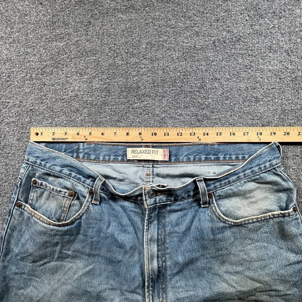 Levi's 550 Jeans Mens 40x29 Blue Denim Light Wash Relaxed Fit Tapered Leg Grunge